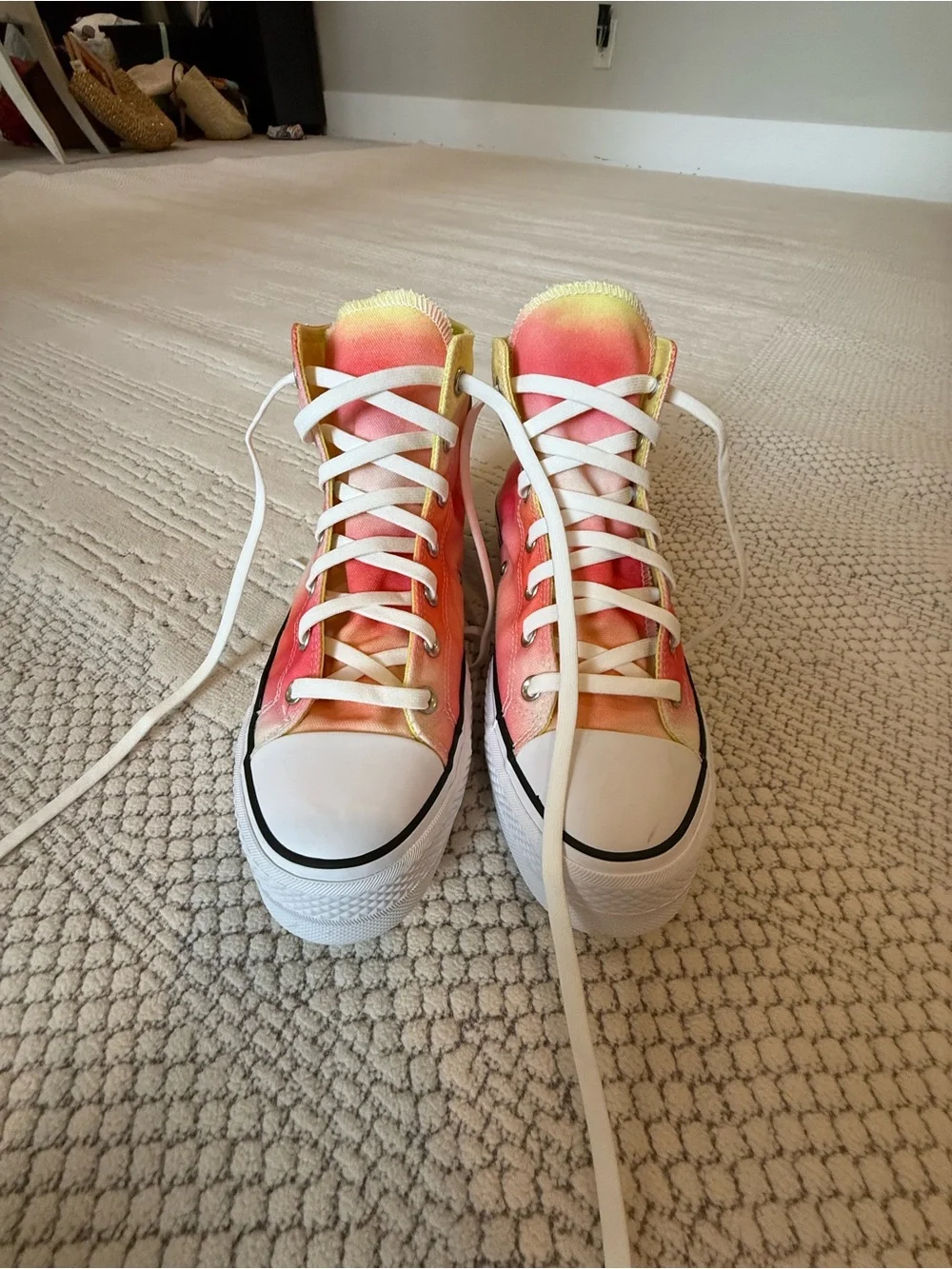 Converse High Top Sneakers - Pink, Orange, Yellow Tie-Dye